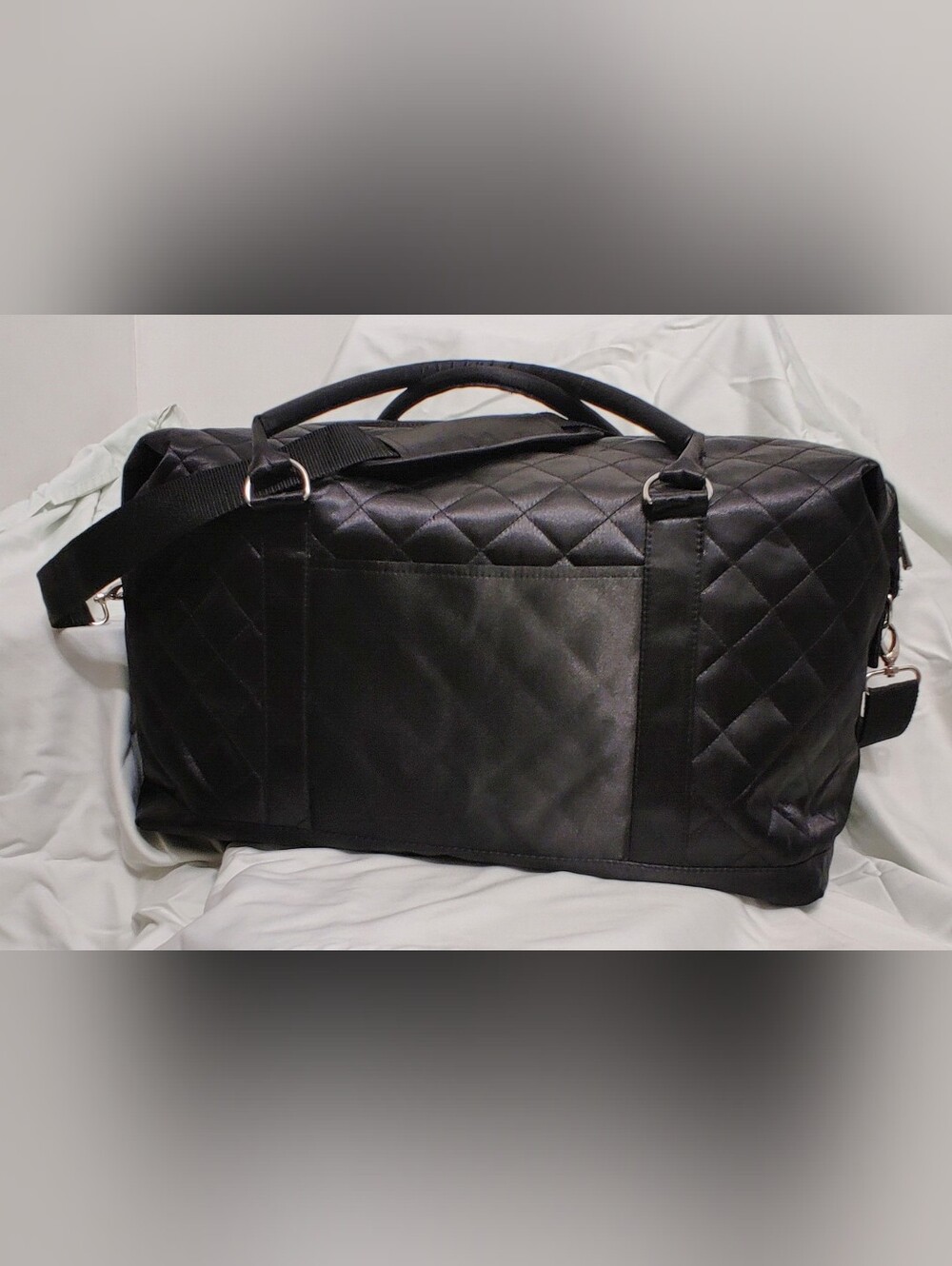 Preferred Nation Savvy Quilted Satin Weekend Duffle Bag Black 40L Travel